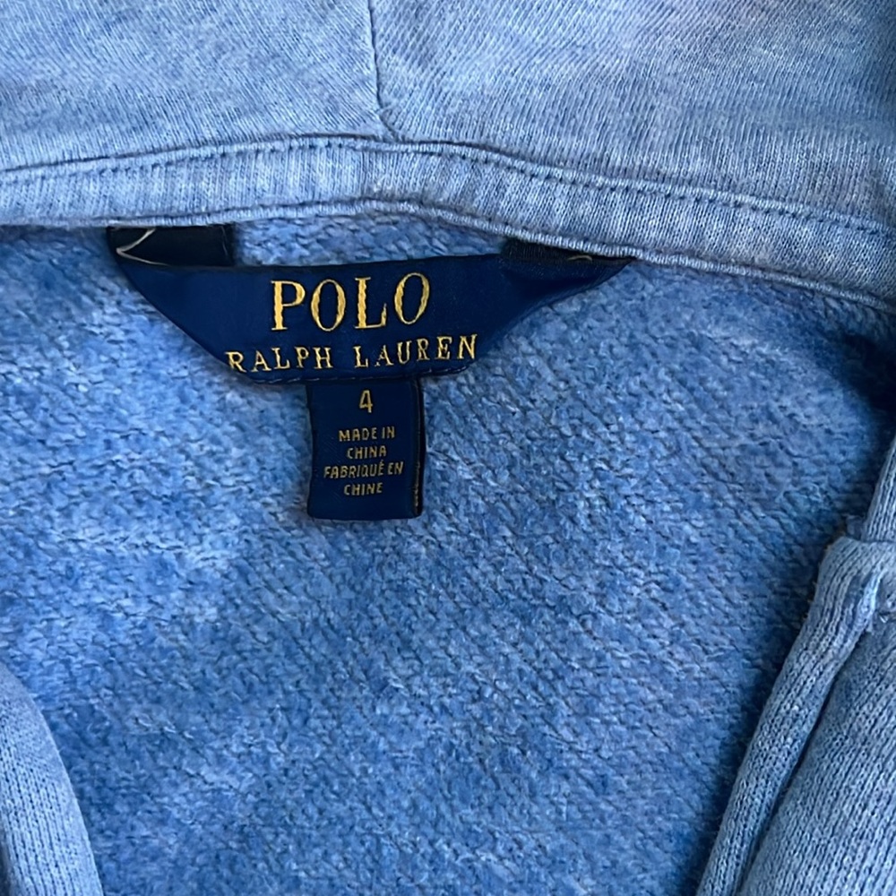 Ralph Lauren Polo Kids Hoodie Light Blue Sz 4 - Picture 2 of 3